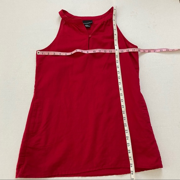 Cynthia Rowley red linen sleeveless top pockets S - Picture 6 of 6